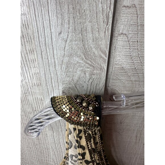 Kardashian Kollection XS Leopard Print Beaded & Chain Embellished Tank Top - Picture 4 of 7